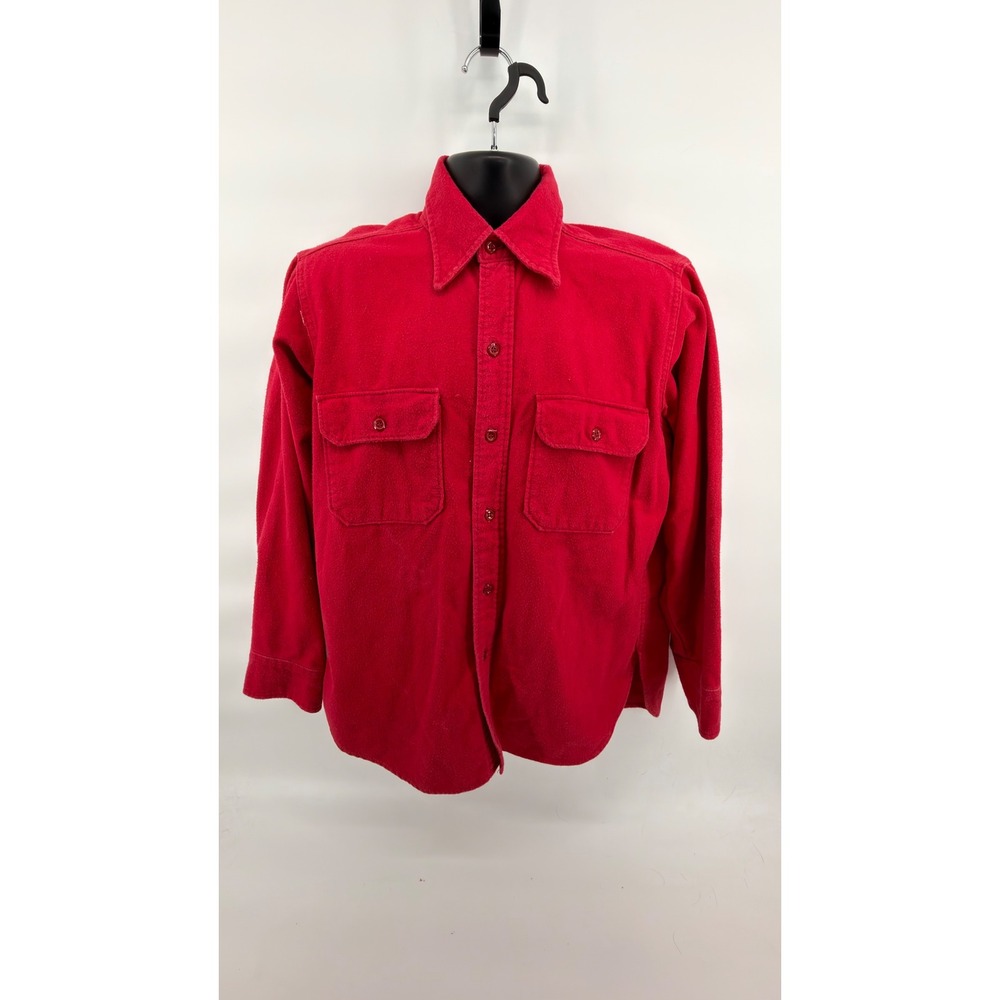 Vintage Woolrich Red Heavyweight Chamois Shirt Mens Large USA Made Flannel